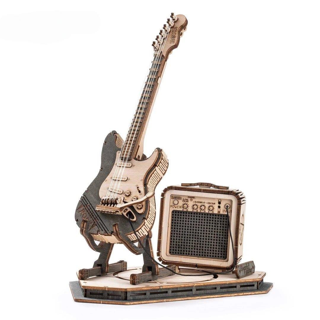 Electric Guitar Model 3D Wooden Puzzle | TG605K - Woodmechlab
