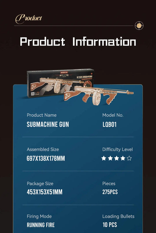 RokrArmory™ Thompson Submachine Gun | LQB01 - Woodmechlab