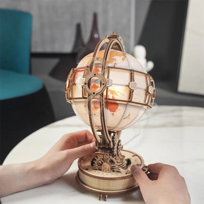 RokrGlowSpin™ LED Wooden Globe Lamp | ST003 - Woodmechlab