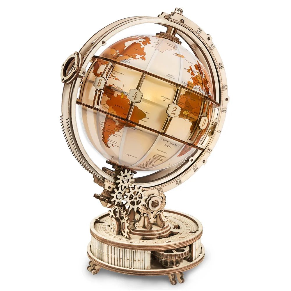 RokrGlowSpin™ LED Wooden Globe Lamp | ST003 - Woodmechlab