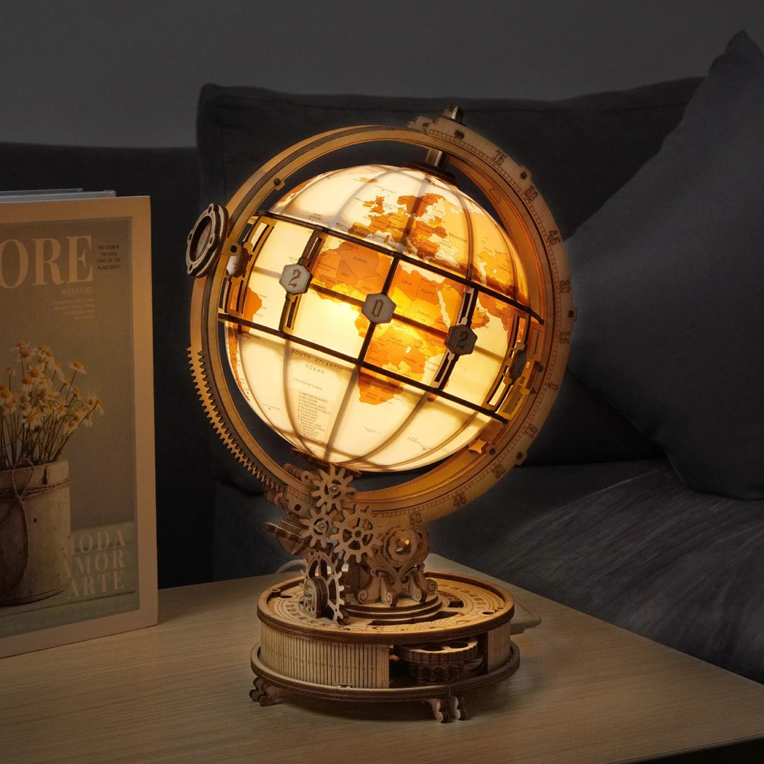 RokrGlowSpin™ LED Wooden Globe Lamp | ST003 - Woodmechlab