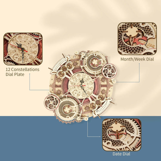 RokrZodiac™ 3D Wooden Clock Kit | LC601&LC801 - Woodmechlab