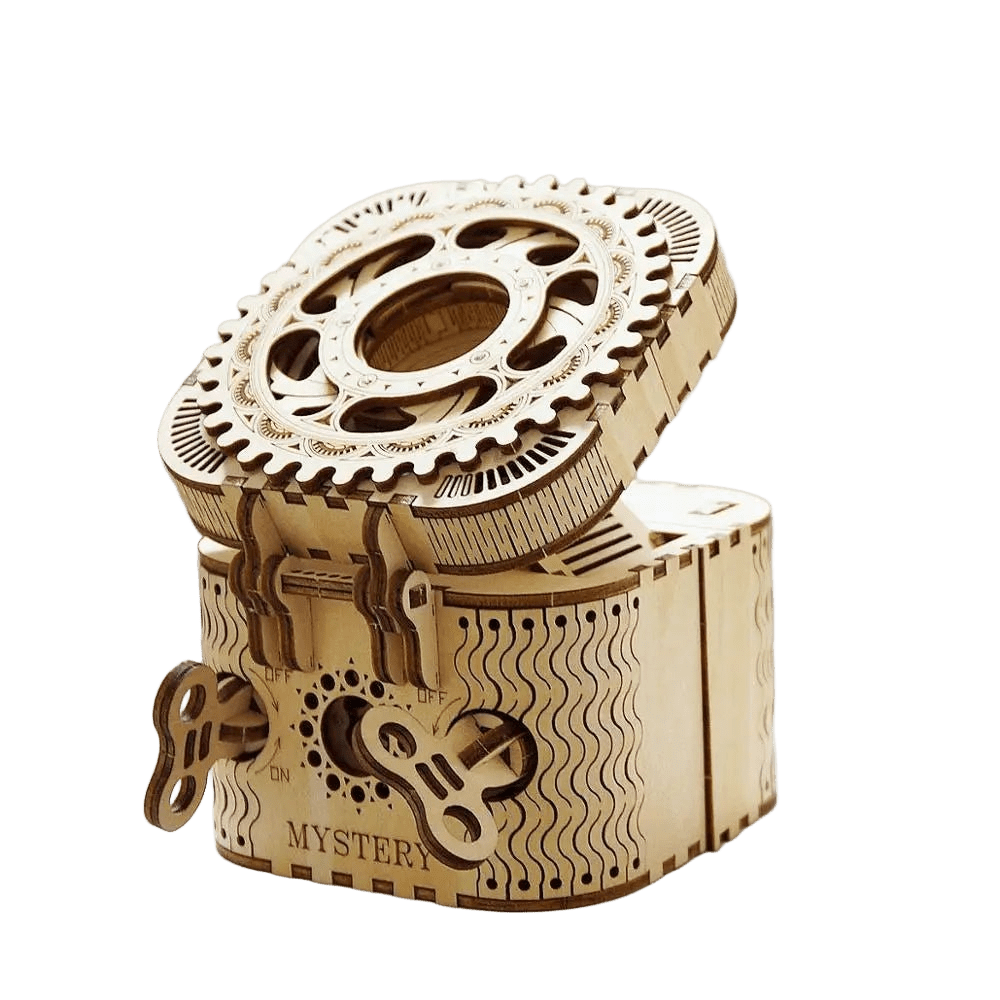 Treasure Box Mechanical Gears 3D Wooden Puzzle | LK502 - Woodmechlab